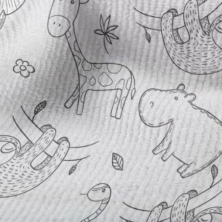 慵懶樹懶與動物們毛巾布(幅寬160公分)