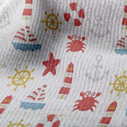 船燈塔螃蟹毛巾布(幅寬160公分)