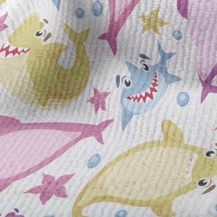 開心逗趣鯊魚毛巾布(幅寬160公分)
