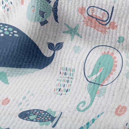 燈籠魚魟魚海龜毛巾布(幅寬160公分)