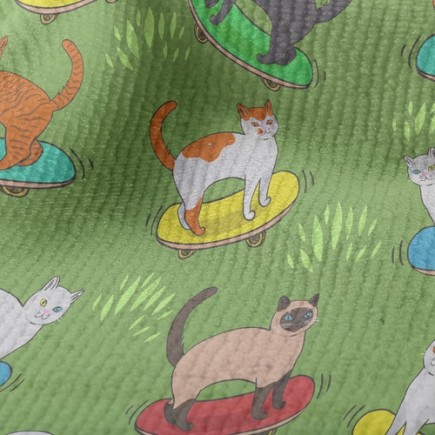 帥氣滑板貓咪毛巾布(幅寬160公分)