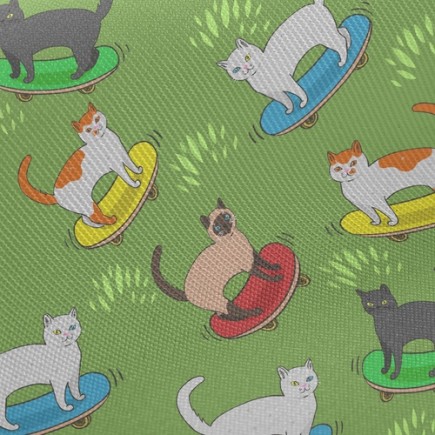 帥氣滑板貓咪斜紋布(幅寬150公分)