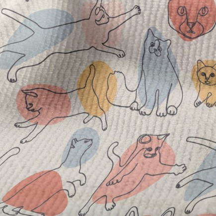 繽紛色塊線條貓毛巾布(幅寬160公分)