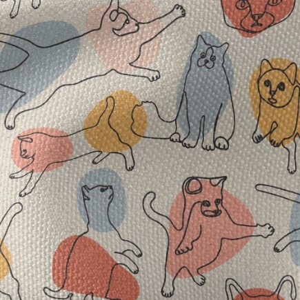 繽紛色塊線條貓帆布(幅寬150公分)