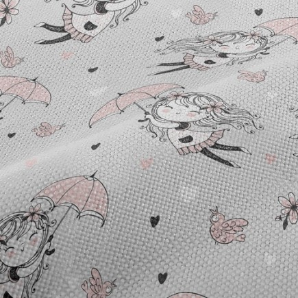 飛天雨傘少女麻布(幅寬150公分)