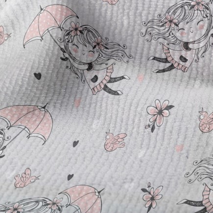 飛天雨傘少女毛巾布(幅寬160公分)