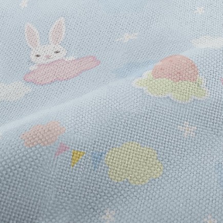 粉嫩雲上兔子麻布(幅寬150公分)