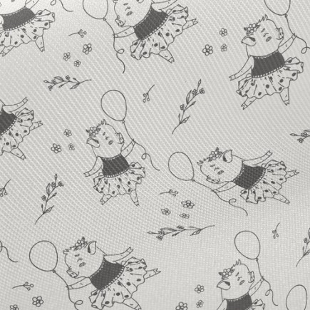 卡通小豬拿著汽球跳芭蕾舞斜紋布(幅寬150公分)
