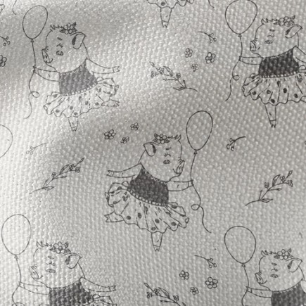 卡通小豬拿著汽球跳芭蕾舞帆布(幅寬150公分)