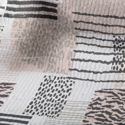 簡單條紋動物紋毛巾布(幅寬160公分)