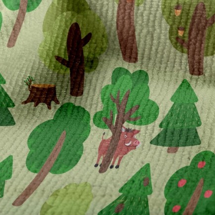 森林哺乳動物毛巾布(幅寬160公分)