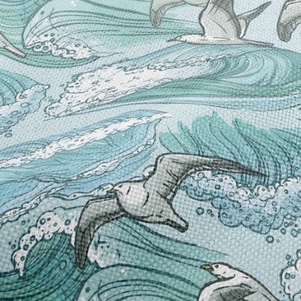 海浪與海鷗麻布(幅寬150公分)