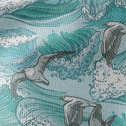 海浪與海鷗帆布(幅寬150公分)