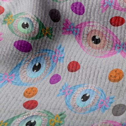 驚悚眼球包裝糖果毛巾布(幅寬160公分)