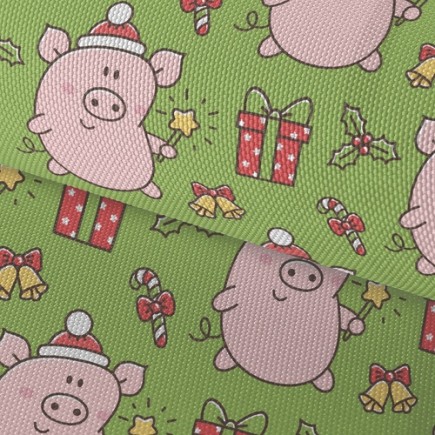 粉紅小豬聖誕快樂牛津布(幅寬150公分)