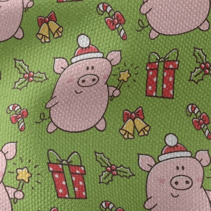 粉紅小豬聖誕快樂帆布(幅寬150公分)