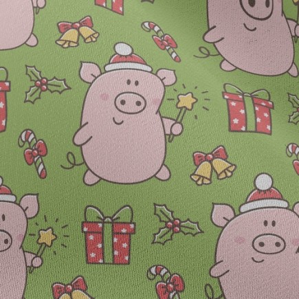 粉紅小豬聖誕快樂雪紡布(幅寬150公分)