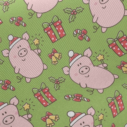 粉紅小豬聖誕快樂斜紋布(幅寬150公分)