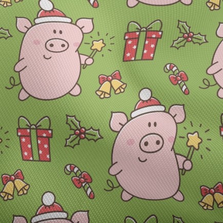粉紅小豬聖誕快樂雙斜布(幅寬150公分)