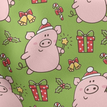 粉紅小豬聖誕快樂羅馬布(幅寬160公分)