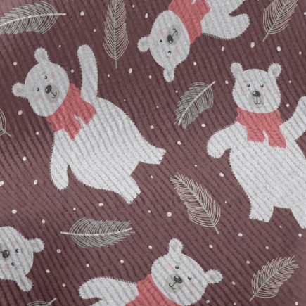 溫暖圍巾北極熊燈芯絨(幅寬150公分)