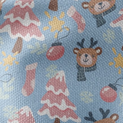 瞌睡麋鹿過聖誕帆布(幅寬150公分)