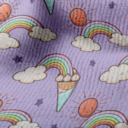 彩虹冰淇淋甜筒毛巾布(幅寬160公分)