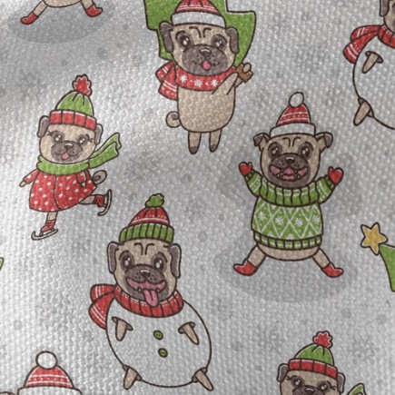 開心過聖誕巴哥犬帆布(幅寬150公分)