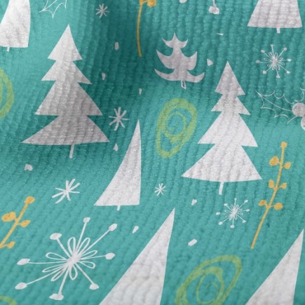 冬日溫馨聖誕樹毛巾布(幅寬160公分)