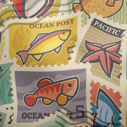 海中生物郵票雙斜布(幅寬150公分)