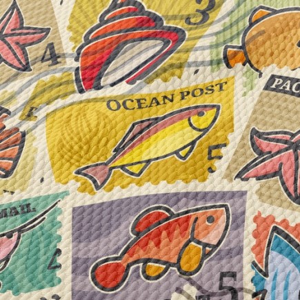 海中生物郵票泡泡布(幅寬160公分)