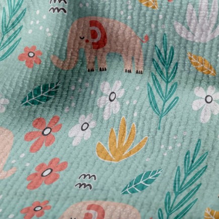 粉紅大象與花毛巾布(幅寬160公分)