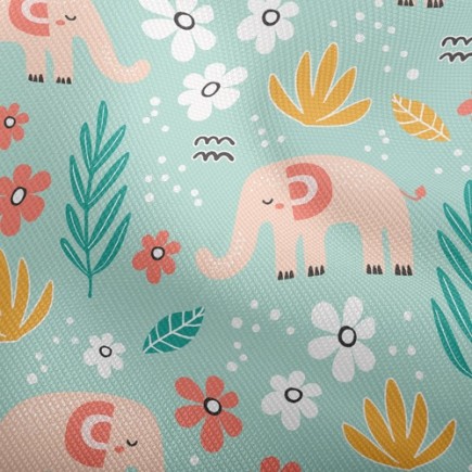粉紅大象與花雙斜布(幅寬150公分)