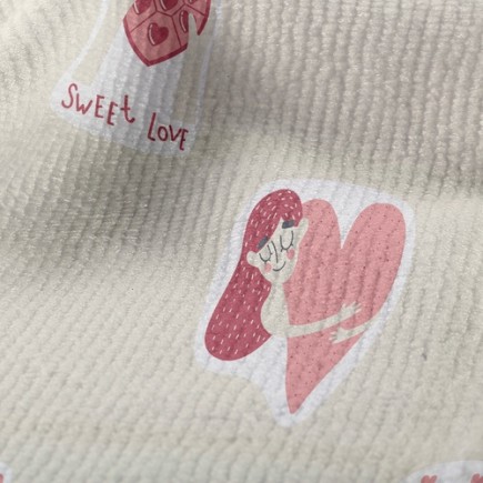 情侶擁抱愛意毛巾布(幅寬160公分)