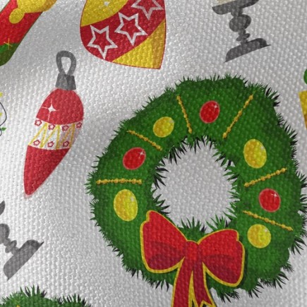 熱鬧溫馨聖誕裝飾帆布(幅寬150公分)