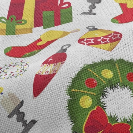 熱鬧溫馨聖誕裝飾麻布(幅寬150公分)