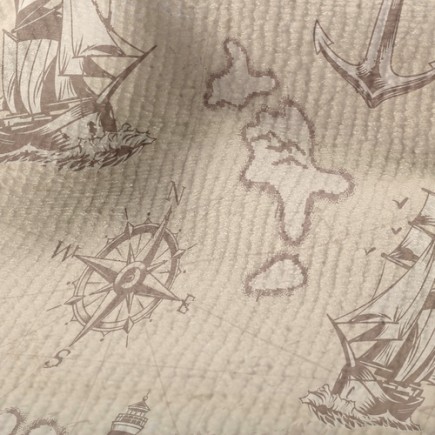 帆船航海地圖毛巾布(幅寬160公分)
