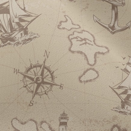 帆船航海地圖雪紡布(幅寬150公分)
