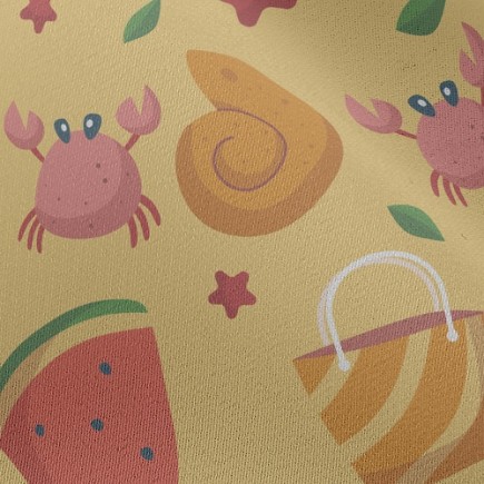 俏皮海灘螃蟹雪紡布(幅寬150公分)