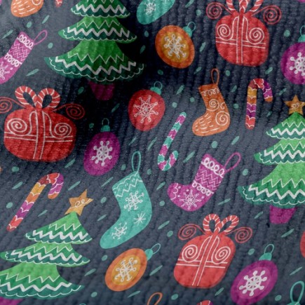 繽紛聖誕禮物毛巾布(幅寬160公分)
