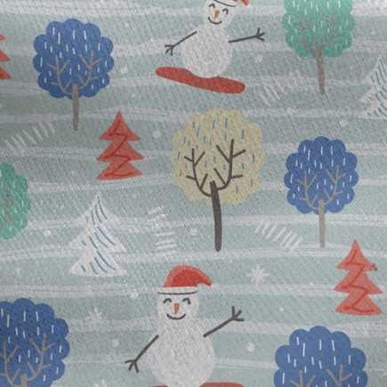 雪人玩滑板刷毛布(幅寬150公分)
