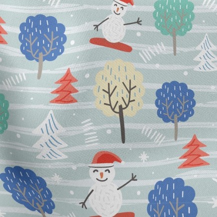 雪人玩滑板薄棉布(幅寬150公分)