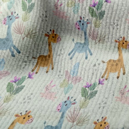 長頸鹿和兔子毛巾布(幅寬160公分)