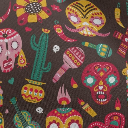 墨西哥亡靈節慶雪紡布(幅寬150公分)