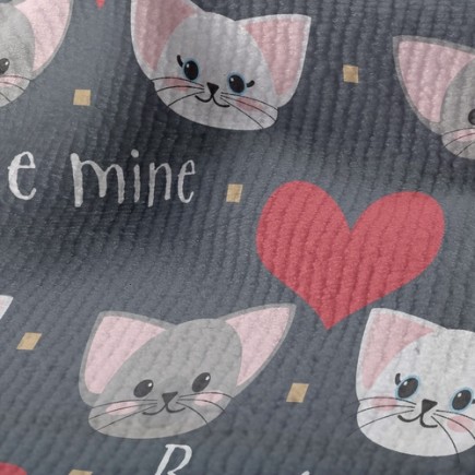 愛心貓咪情侶毛巾布(幅寬160公分)