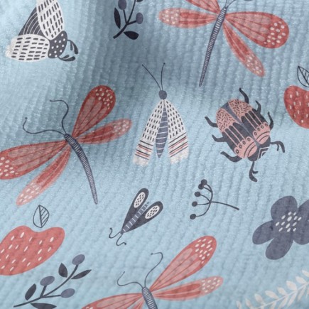 鮮豔有毒昆蟲毛巾布(幅寬160公分)