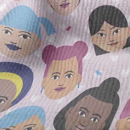 不同種族女人毛巾布(幅寬160公分)