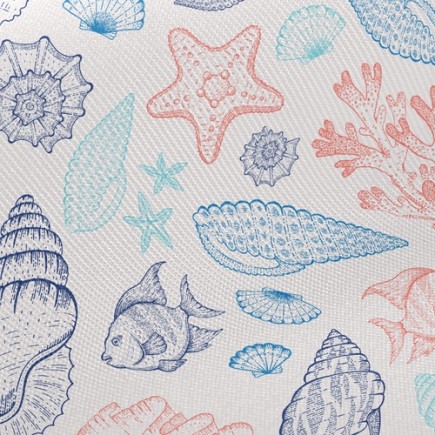珊瑚礁貝殼魚斜紋布(幅寬150公分)