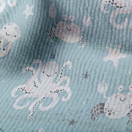 章魚螃蟹水母毛巾布(幅寬160公分)