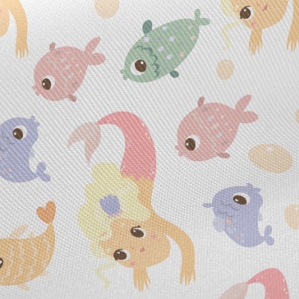 魚群和美人魚斜紋布(幅寬150公分)